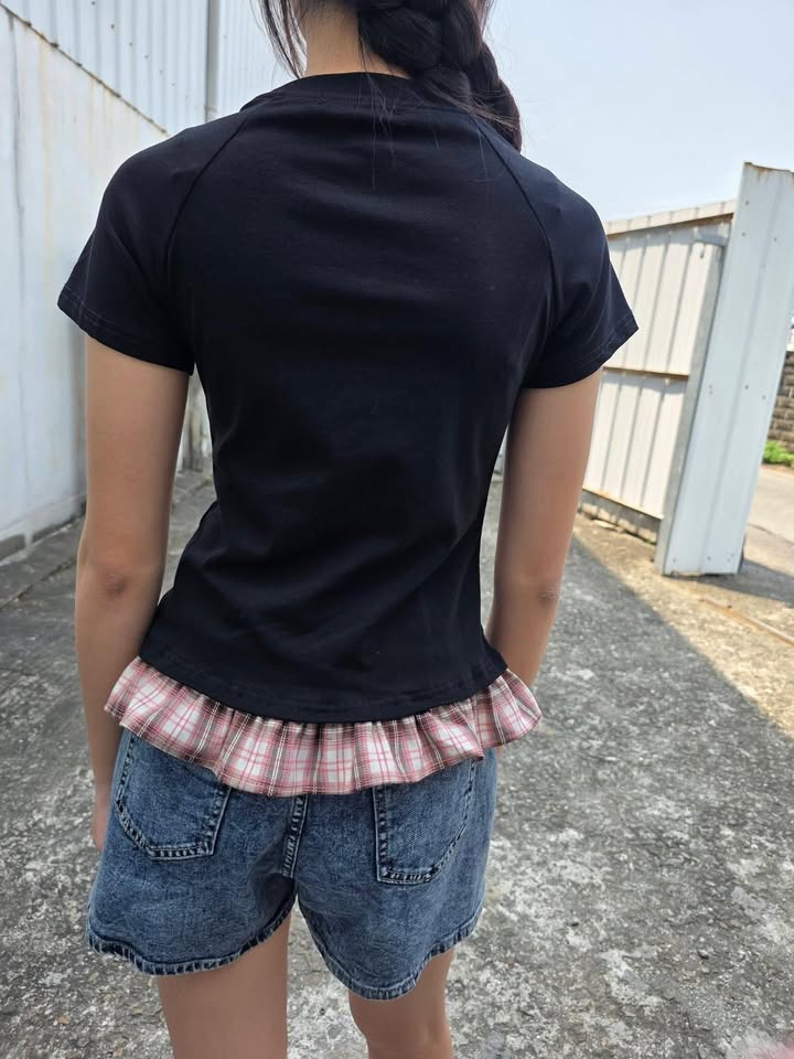 拼接格紋上衣 - Image 12