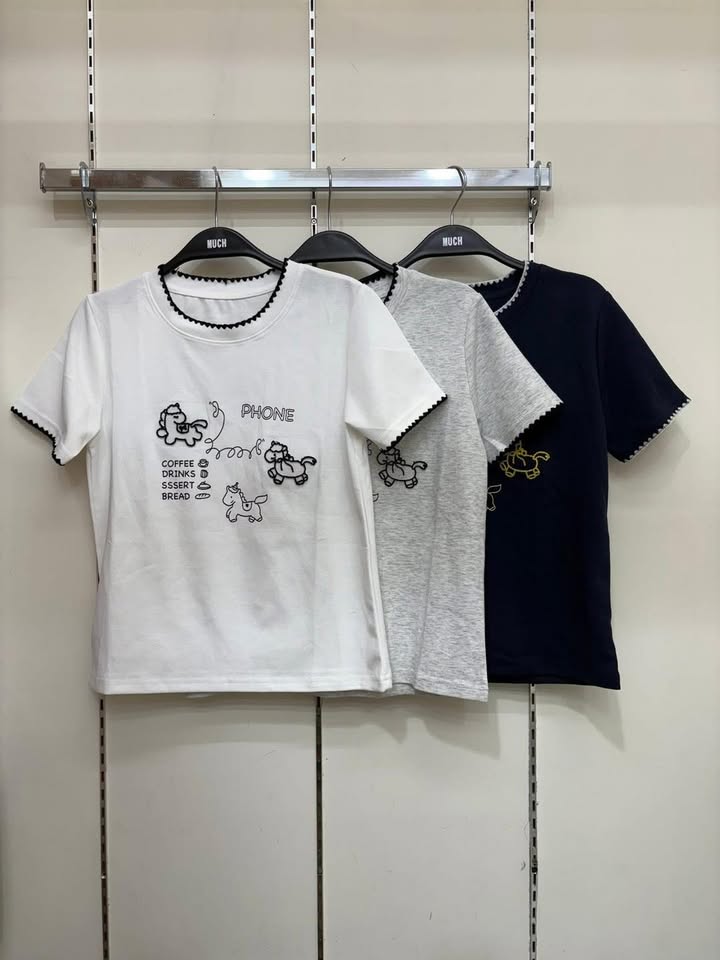 可愛刺繡電話小馬短袖上衣 - Image 8