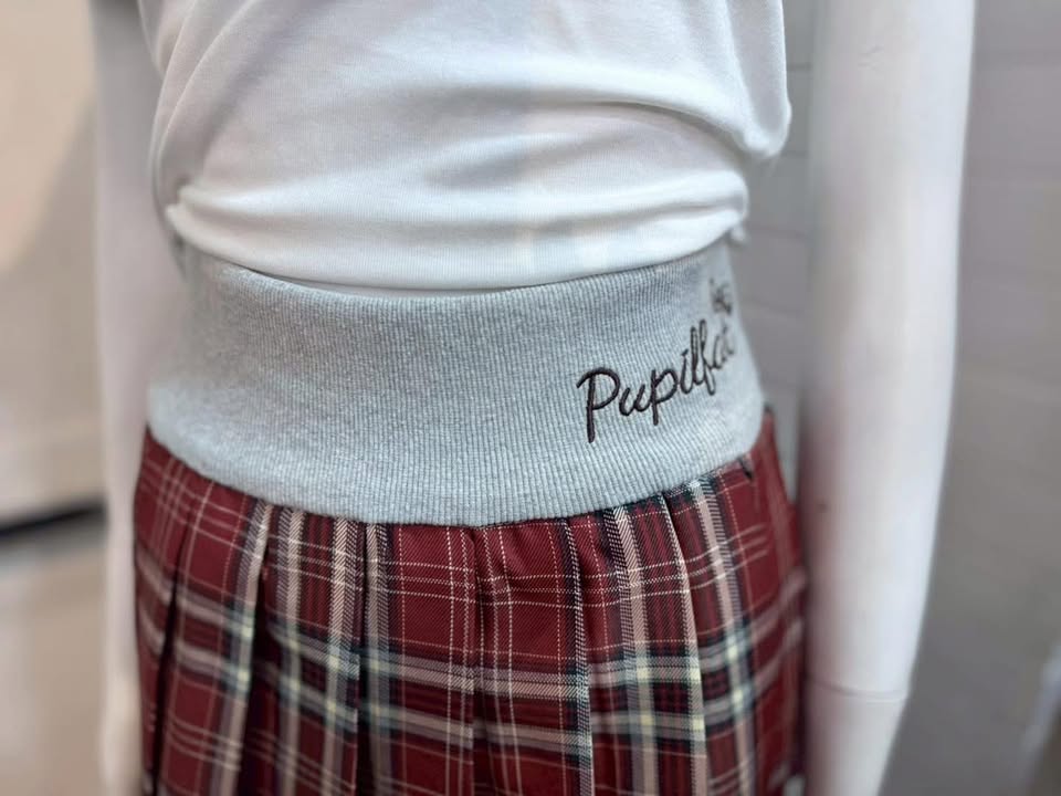經典紅格紋百褶學院短裙:圖片 6
