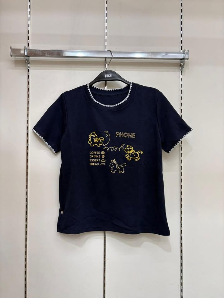 可愛刺繡電話小馬短袖上衣 - Image 6