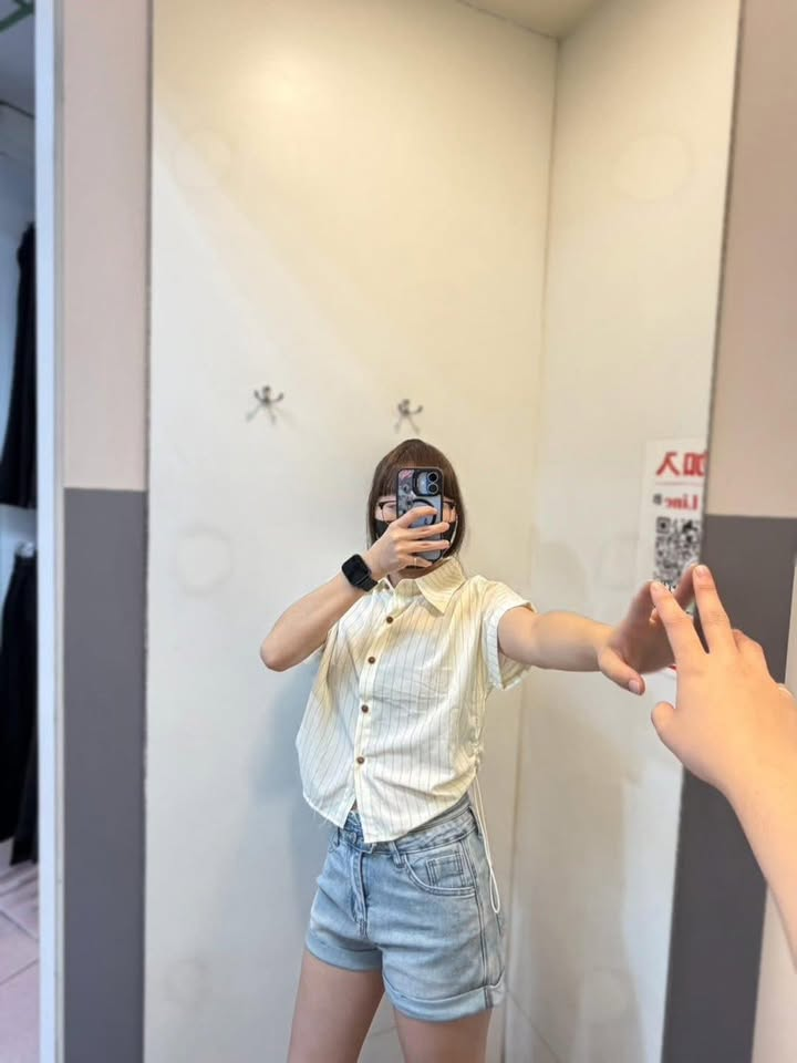 清新直條紋短版襯衫:圖片 7