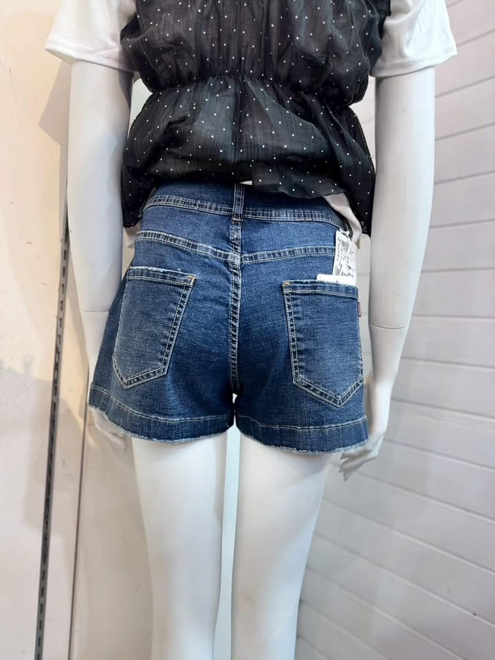 高腰顯瘦雙扣牛仔短褲 - Image 6