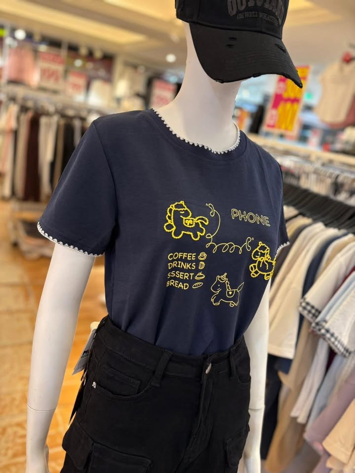 可愛刺繡電話小馬短袖上衣 - Image 2