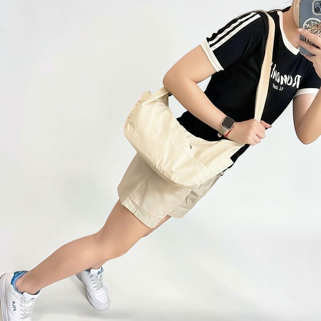 馬卡龍微皺感大容量半月胸包