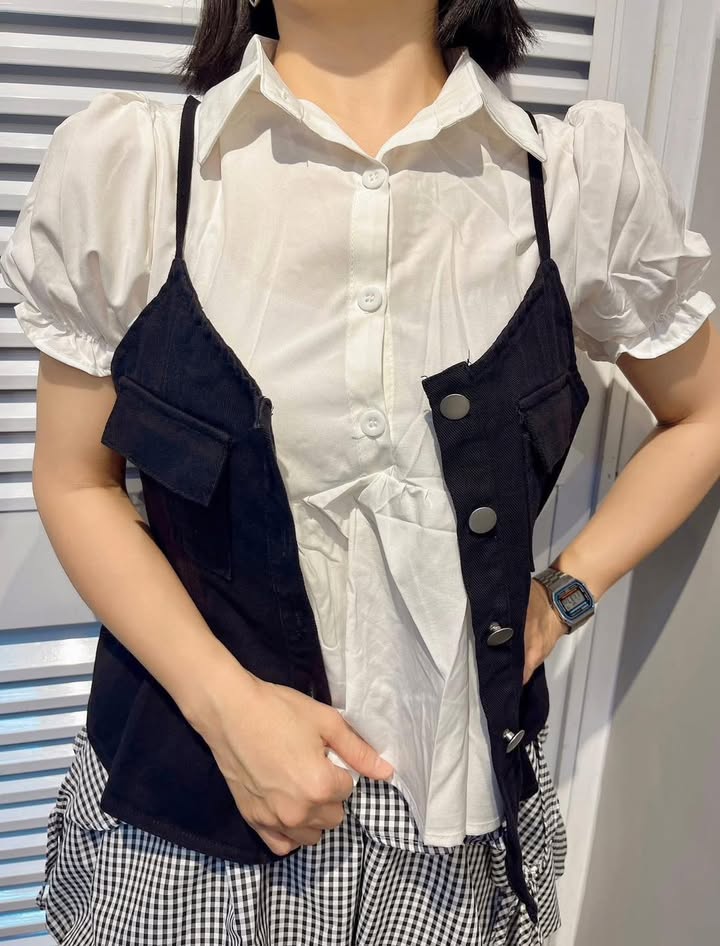 牛仔二件式馬甲襯衫:圖片 11