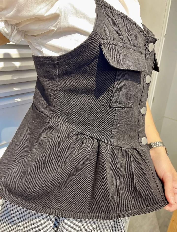 牛仔二件式馬甲襯衫:圖片 8