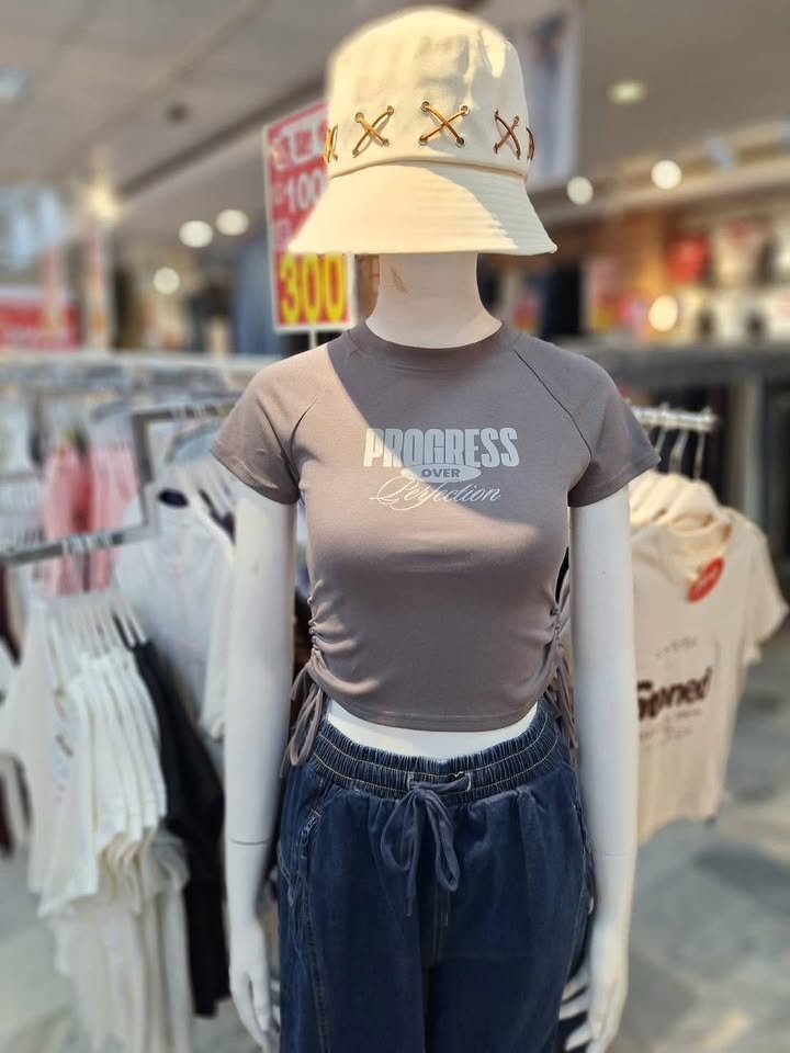 皺摺短版T