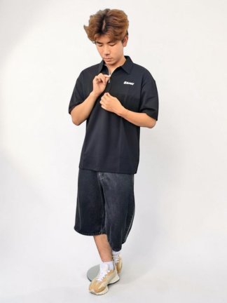 美式半拉鍊草寫刺繡重磅 Polo 衫