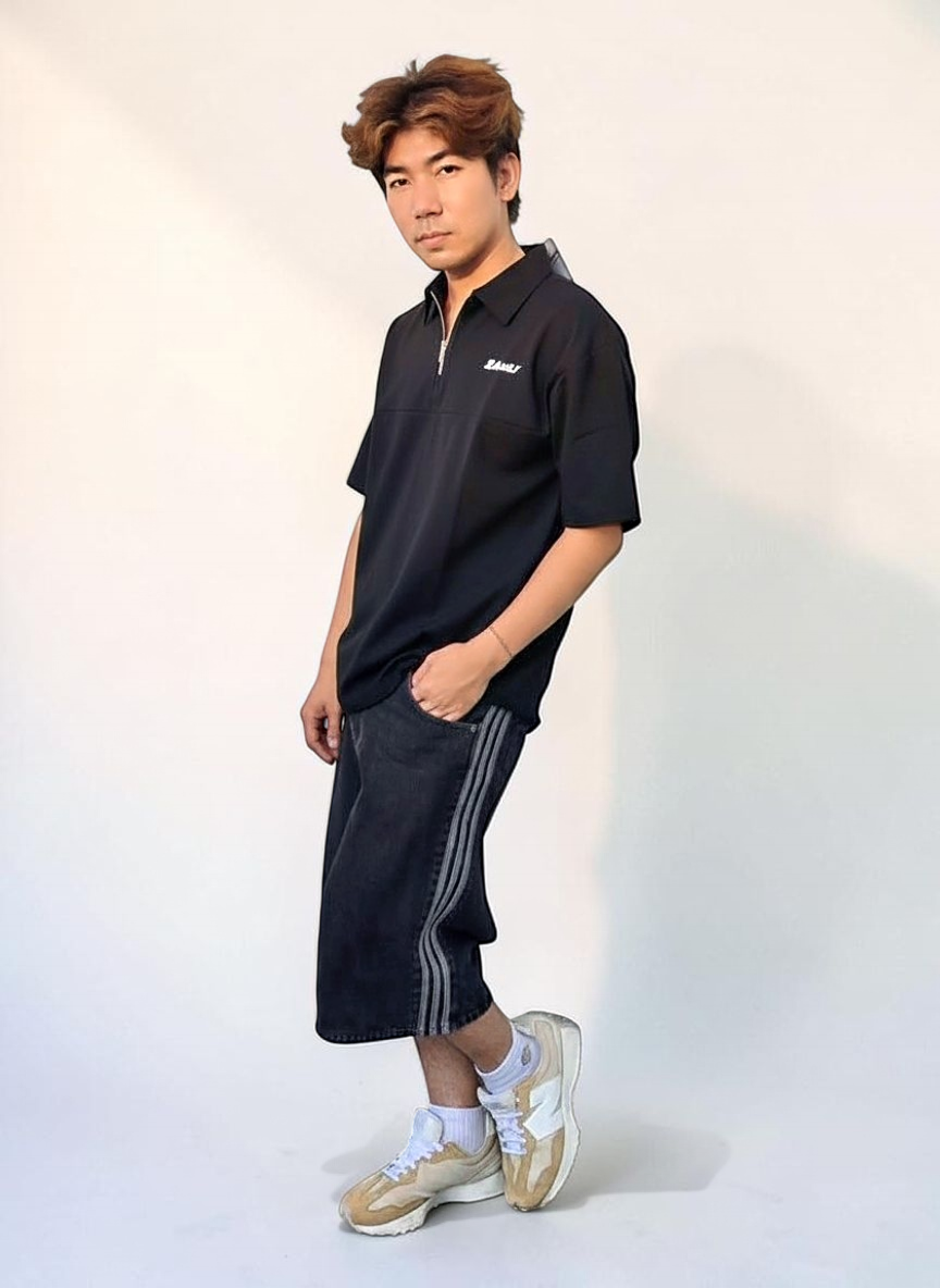 美式半拉鍊草寫刺繡重磅 Polo 衫:圖片 2