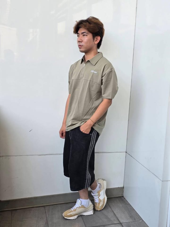 美式半拉鍊草寫刺繡重磅 Polo 衫:圖片 4