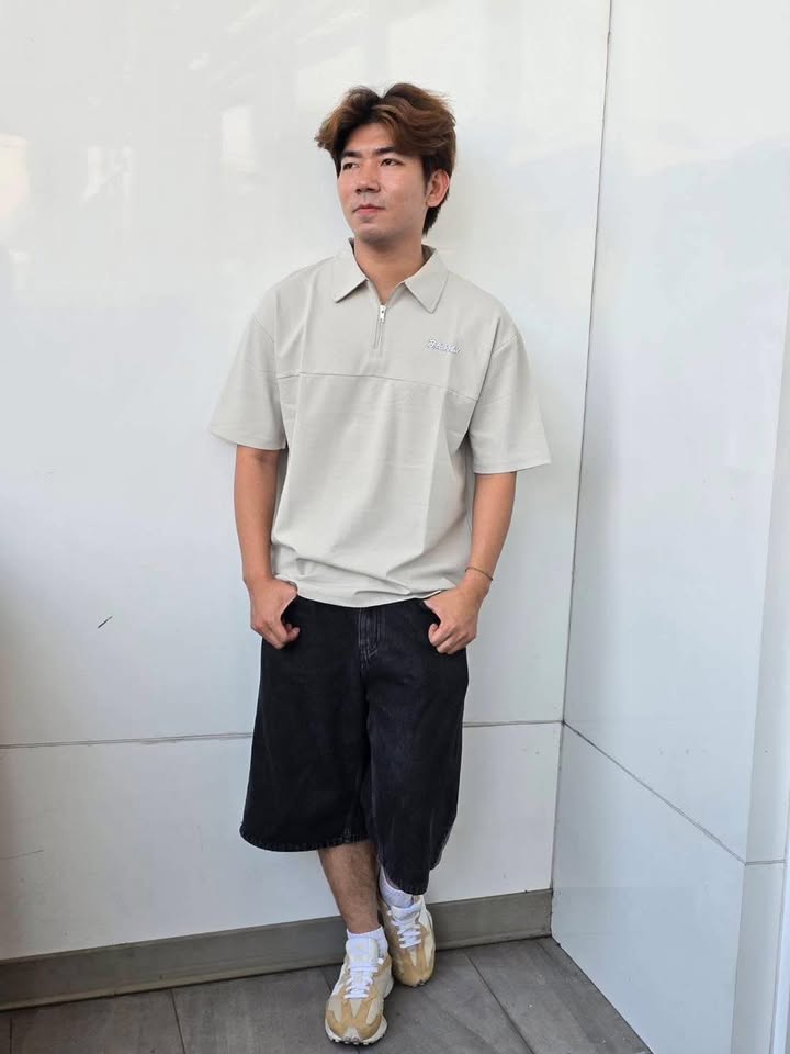 美式半拉鍊草寫刺繡重磅 Polo 衫:圖片 5
