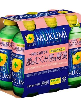 日本 Pokka Sapporo MUKUMI 檸檬氣泡機能飲 155ml X 6罐組 藍標 抗膨脹
