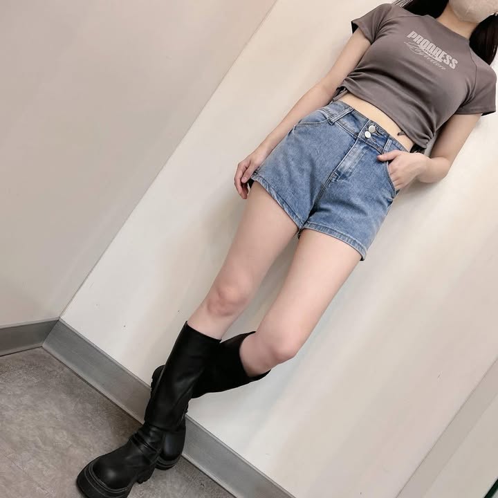 挺版高腰雙扣顯瘦牛仔短褲:圖片 8