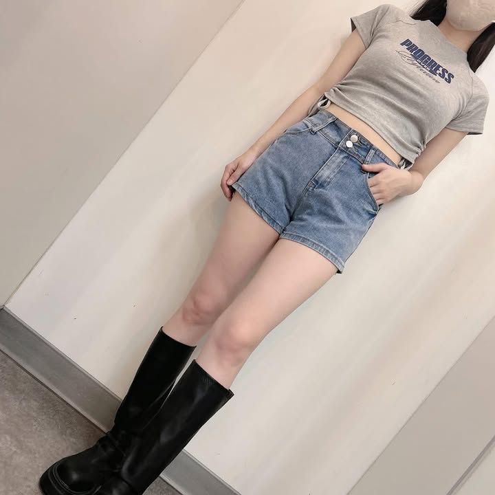挺版高腰雙扣顯瘦牛仔短褲:圖片 4