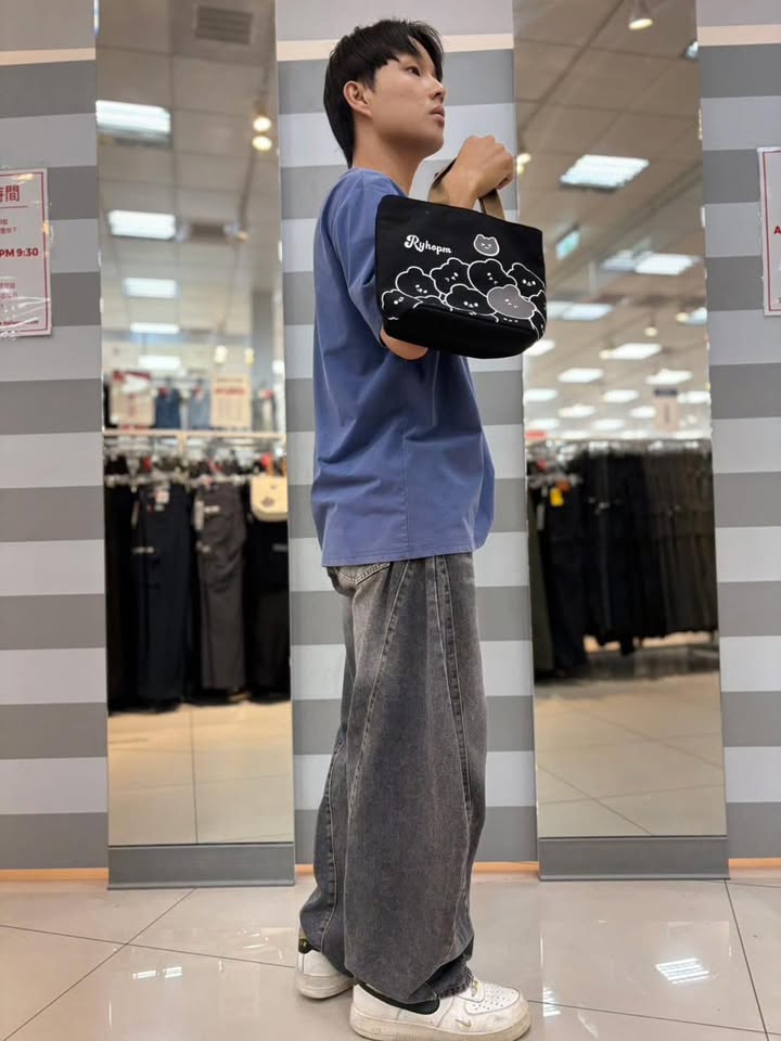 暖心療癒.滿版疊疊樂小熊撞色織帶帆布提包:圖片 6