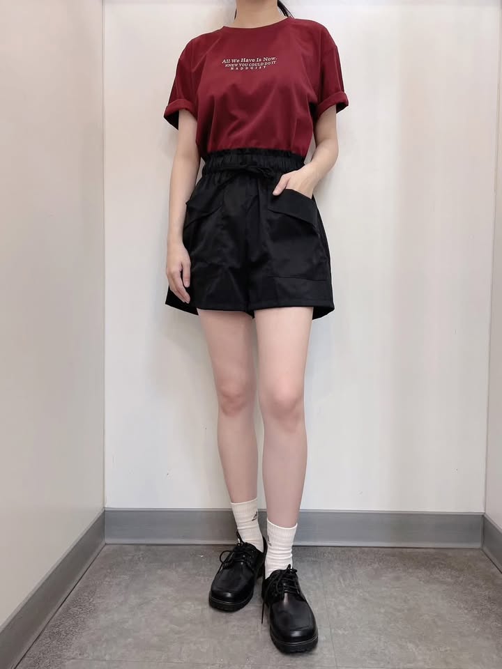 夏日必備|高腰抽繩雙口袋短褲 - Image 3