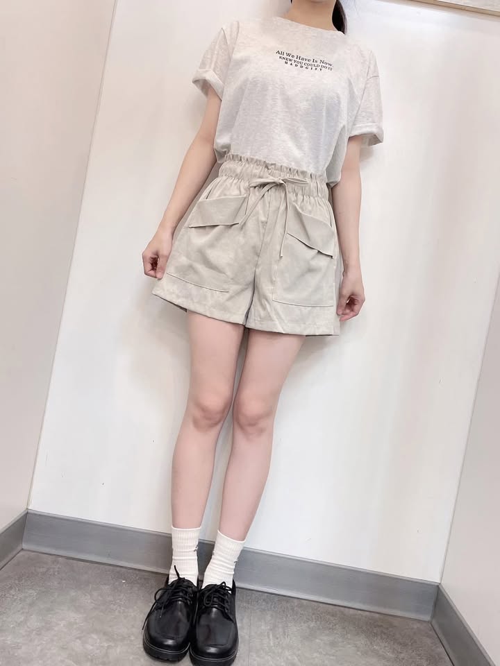 夏日必備|高腰抽繩雙口袋短褲 - Image 5