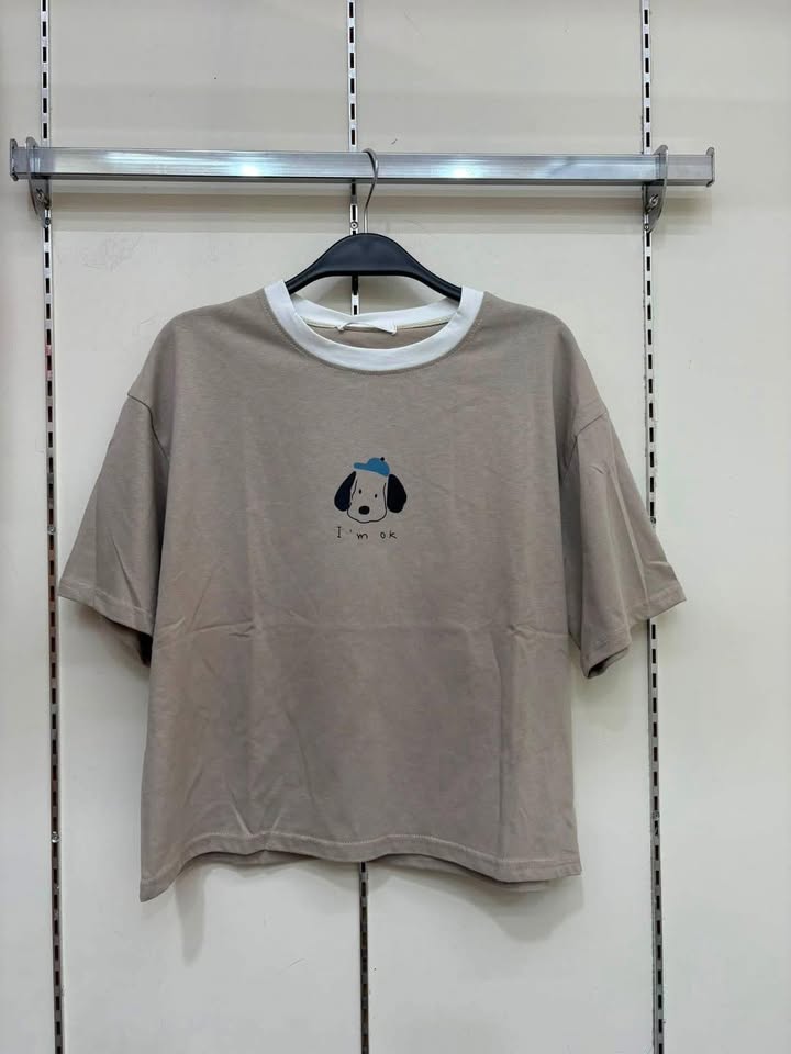 I’m OK小狗撞色領寬鬆短袖T - Image 12