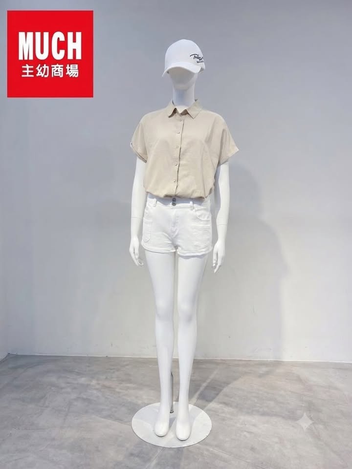 日系寬鬆微文青微皺感落肩短袖襯衫上衣 - Image 5
