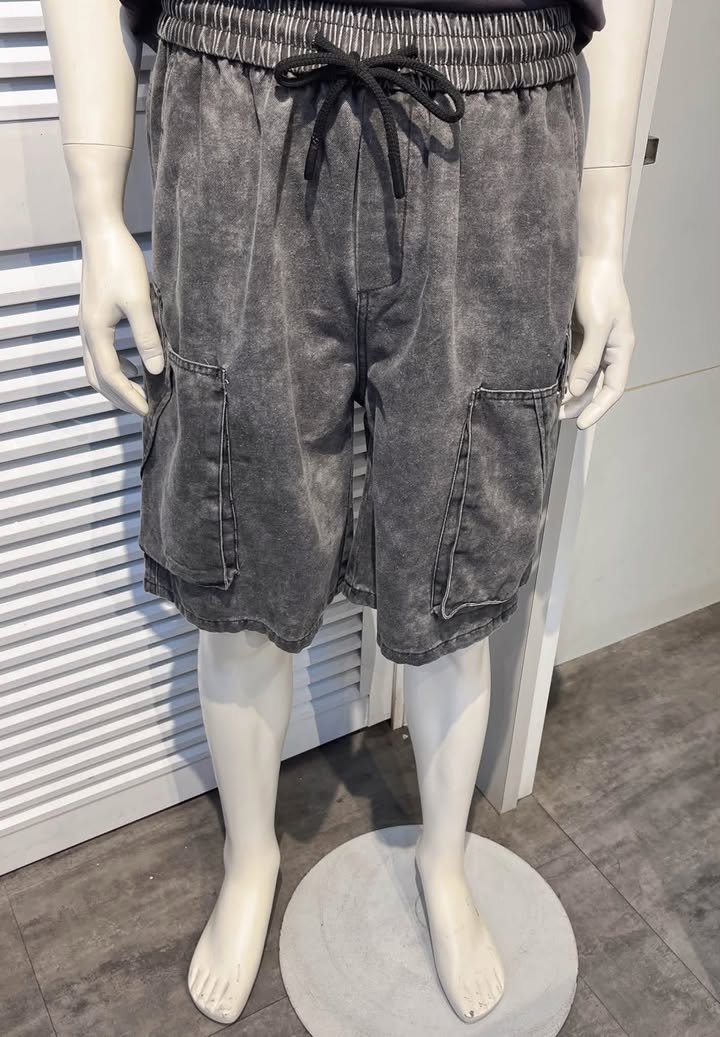 水洗工裝口袋牛仔短褲 - Image 4