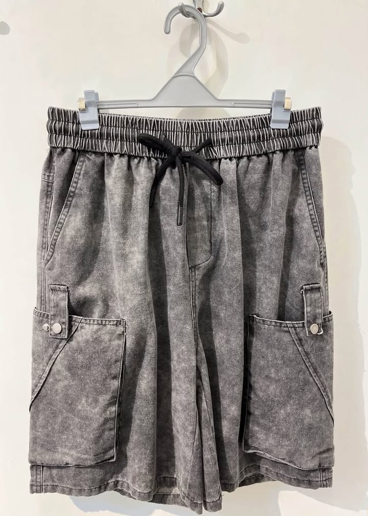 水洗工裝口袋牛仔短褲 - Image 6